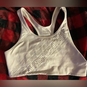 Pink Sports Bra size large white and silver